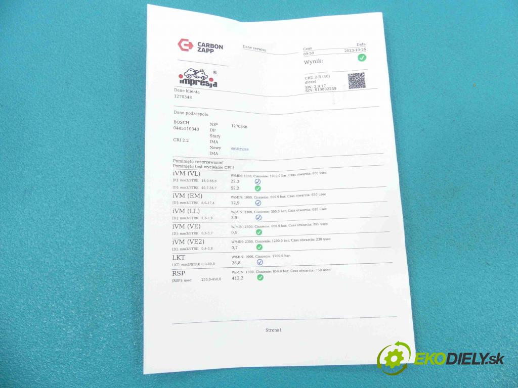 Peugeot Partner II 2008-2018 1.6 hdi 90 HP manual 66 kW 1560 cm3 5- vstrek 0445110340 (Vstrekovače)