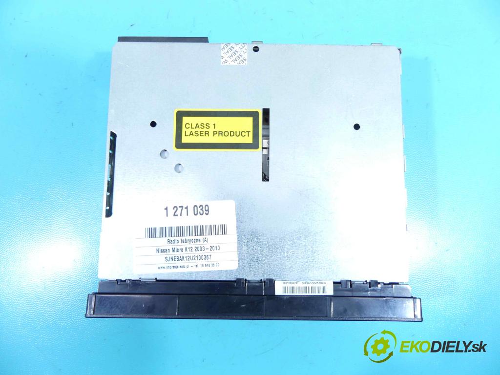 Nissan Micra K12 2003-2010 1.2 16v 80 HP automatic 59 kW 1240 cm3 3- Radio originál 28185BC41A