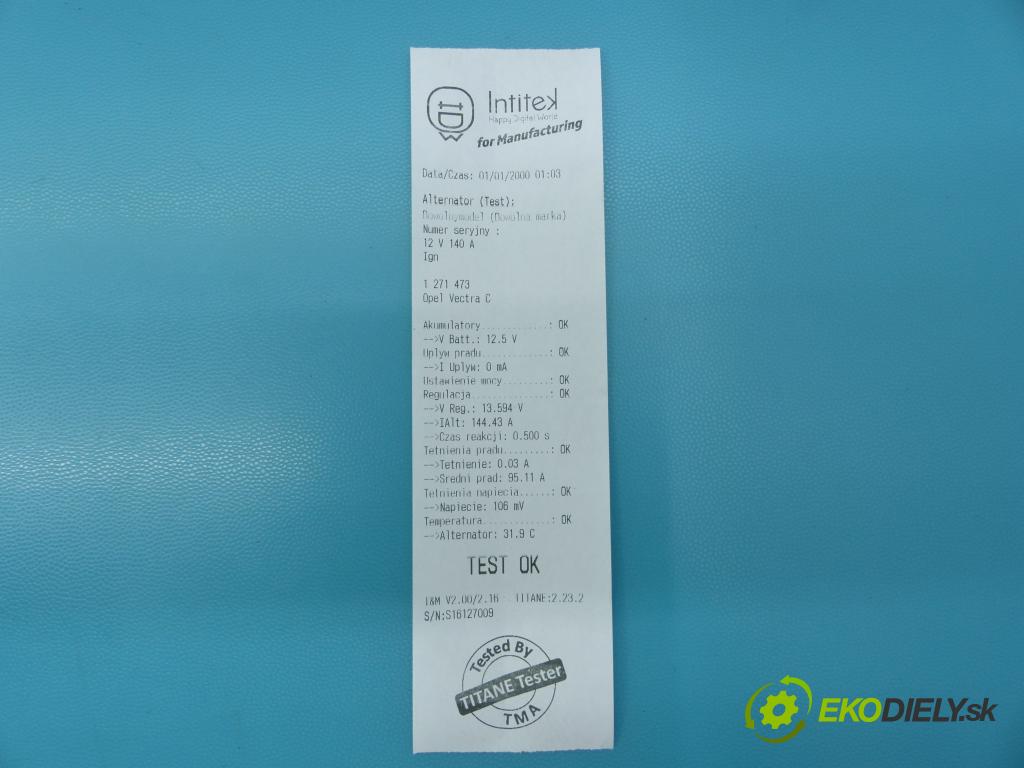 Opel Vectra C 2002-2008 2.0 dti 101 HP manual 74 kW 1995 cm3 4- Alternator 0124525030 (Alternátory)