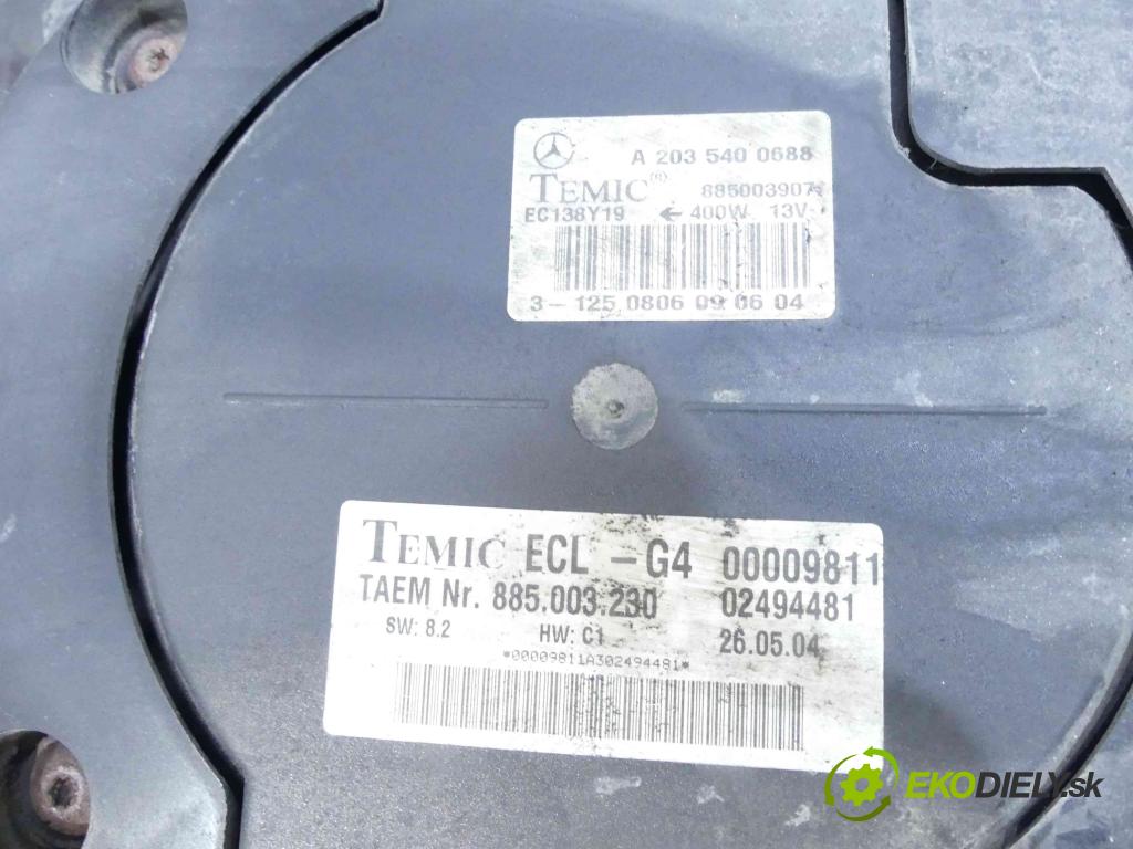 Mercedes C W203 2000-2007 1.8 16v 143 HP manual 105 kW 1796 cm3 3- Ventilátor chladiča A2035400688
