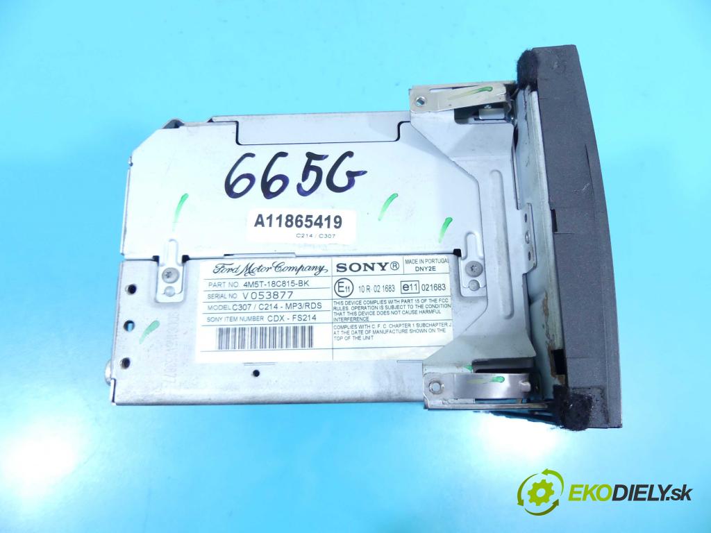 Ford Focus Mk2 2004-2011 1.6 tdci 109 HP manual 80 kW 1560 cm3 5- Radio originál VP7S7F-18C821-DA