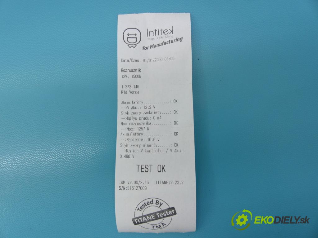 Kia Venga 1.4 16v 90 HP manual 66,2 kW 1396 cm3 5- štartér M00T32572ZE (Štartéry)