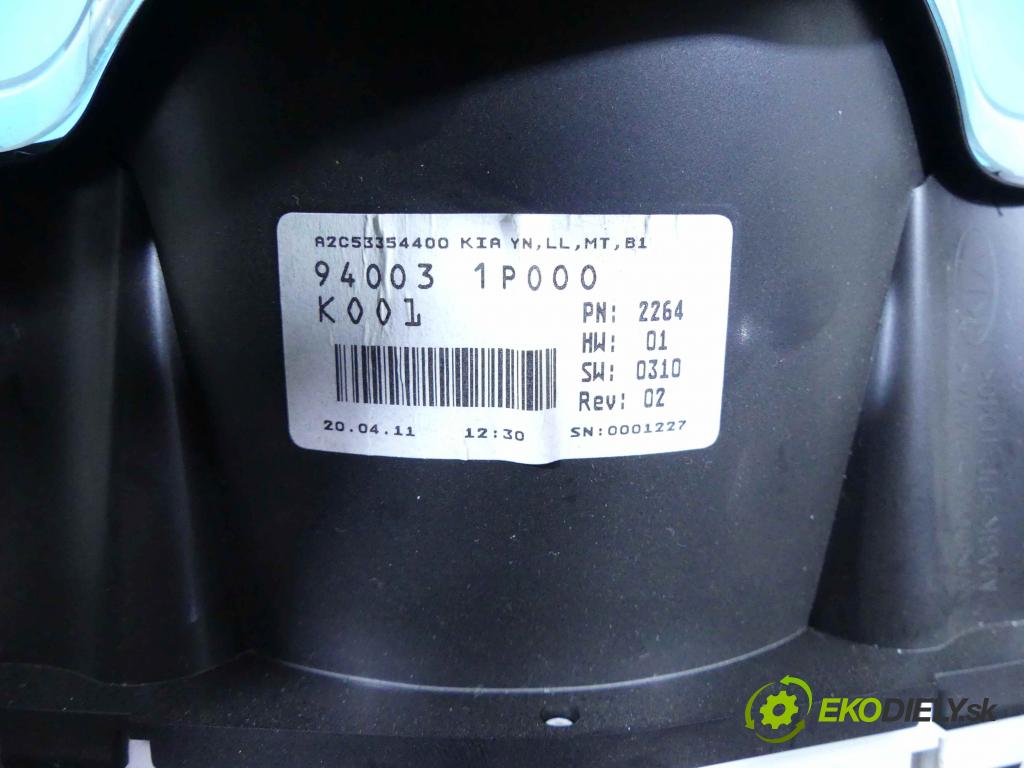 Kia Venga 1.4 16v 90 HP manual 66,2 kW 1396 cm3 5- prístrojovka/ budíky 940031P000 (Prístrojové dosky, displeje)