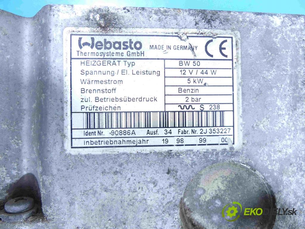 Audi A3 8L 1996-2003 1.6 102 hp manual 75 kW 1595 cm3 5- Webasto 90886A (Webasto ohřívače)