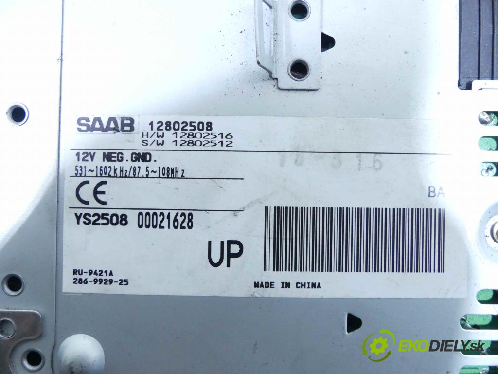 Saab 9-3 II 2002-2012 2.0 T 175 HP manual 129 kW 1998 cm3 4- Radio originál 12802508