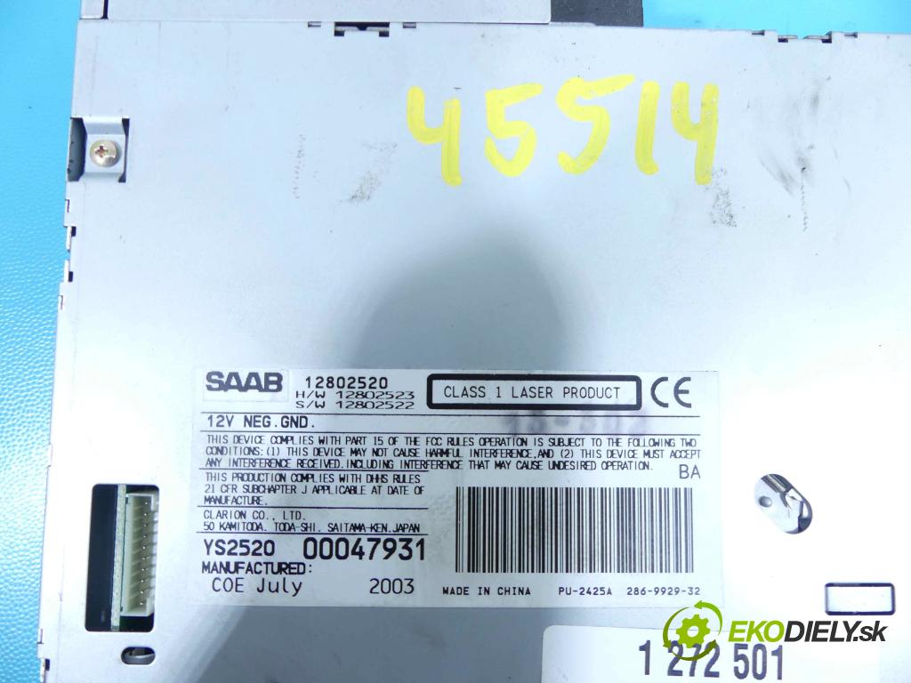 Saab 9-3 II 2002-2012 2.0 T 175 HP manual 129 kW 1998 cm3 4- Menič: cd 12802520 (CD meniče)