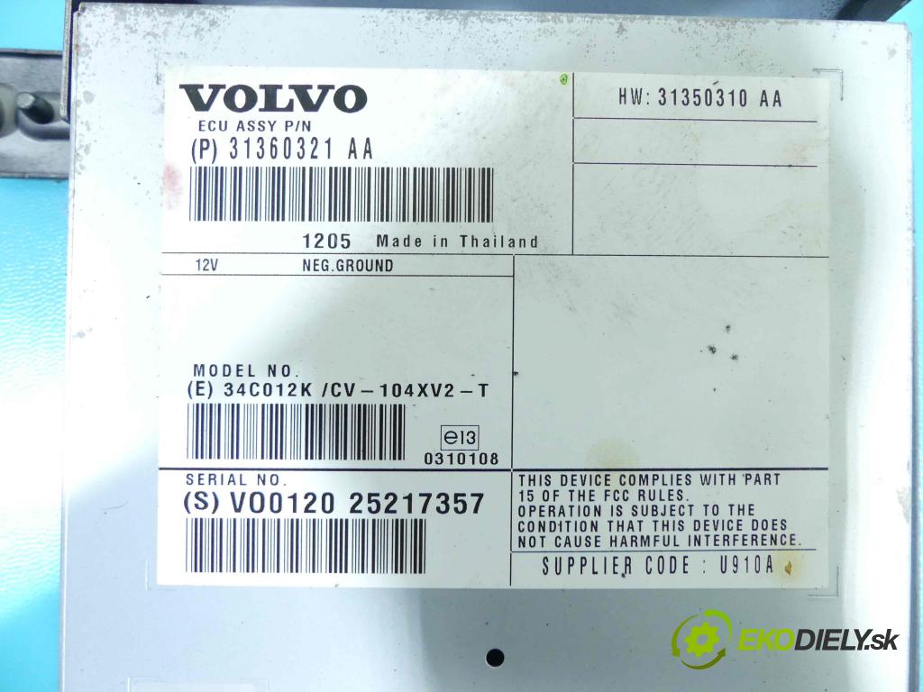 Volvo V60 I 2010-2018 3.0 T6 329KM automatic 242 kW 2953 cm3 5- Zesilovač: 31360321AA (Zosilňovače)