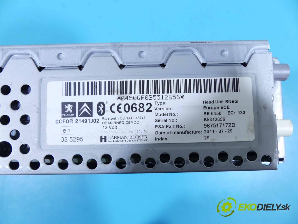 Citroen C5 II 2008-2017 1.6 THP 156 HP automatic 115 kW 1598 cm3 5- Radio originál 96751717ZD