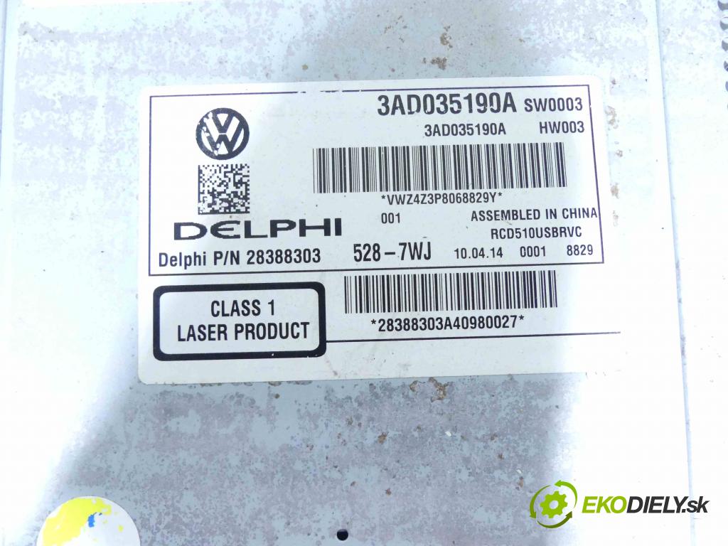 Vw Golf VI 2008-2013 2.0 tdi 140 HP manual 103 kW 1968 cm3 5- Radio originál 3AD035190A