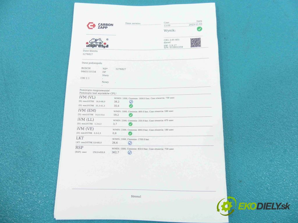 Toyota Yaris I 1999-2005 1.4 D4D 75 HP manual 55 kW 1364 cm3 5- vstrek 0445110154 (Vstrekovače)
