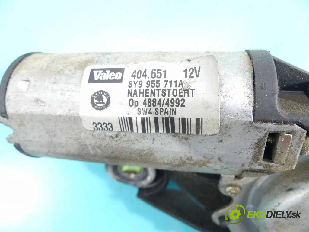 Skoda Fabia I 1999-2007 1.2 12v 64 HP manual 47 kW 1198 cm3 5- motor stieračov zadné 6Y9955711A