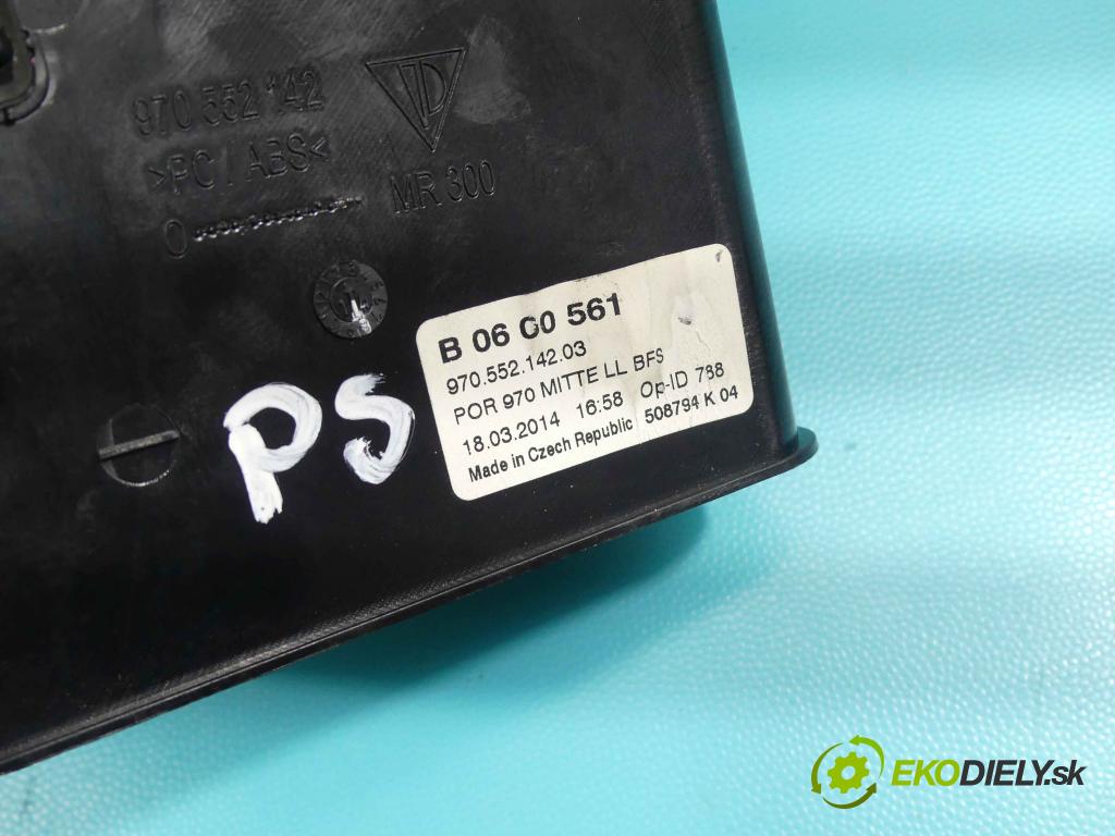 Porsche Panamera I 970 2009-2016 3.0 V6 420 hp automatic 309 kW 2997 cm3 5- Mřížka: kúrenia stredová 97055214203 (Mriežky kúrenia (fukáre))