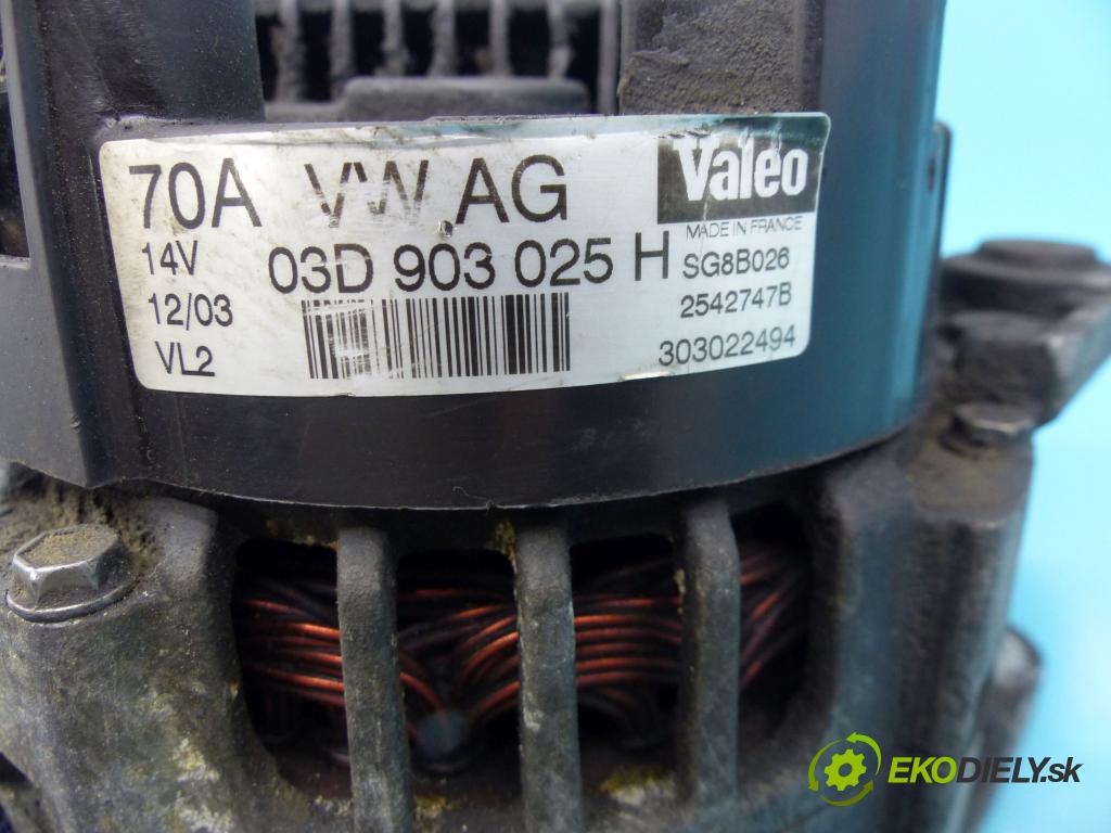 Skoda Fabia I 1999-2007 1.2 6V 54 hp manual 40 kW 1198 cm3 5- Alternator 03D903025H (Alternátory)