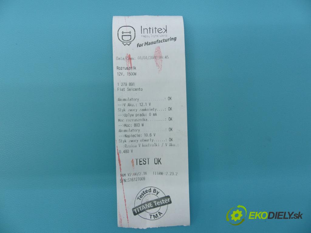 Fiat Seicento 1.1 54 HP manual 40 kW 1108 cm3 3- štartér  (Štartéry)