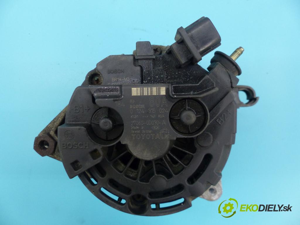Toyota Avensis I T22 1997-2003 1.6 vvti 110 hp manual 81 kW 1598 cm3 4- Alternator 0124315024 (Alternátory)