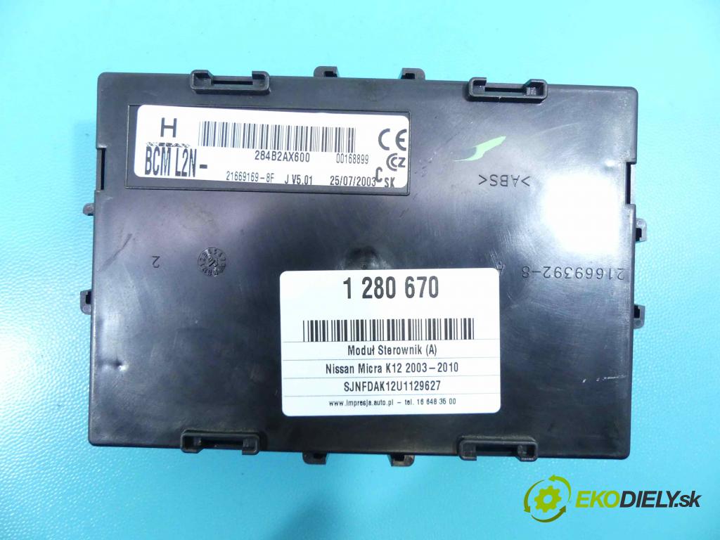 Nissan Micra K12 2003-2010 1.5 dci 65 HP manual 48 kW 1461 cm3 5- modul riadiaca jednotka 284B2AX600 (Ostatné)
