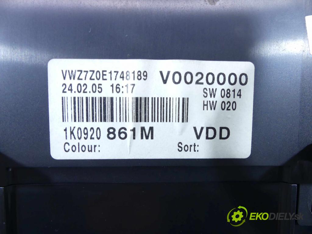 Vw Golf V 2003-2009 1.9 tdi 105 hp manual 77 kW 1896 cm3 5- Přístrojová deska 1K0920861M (Přístrojové desky, displeje)