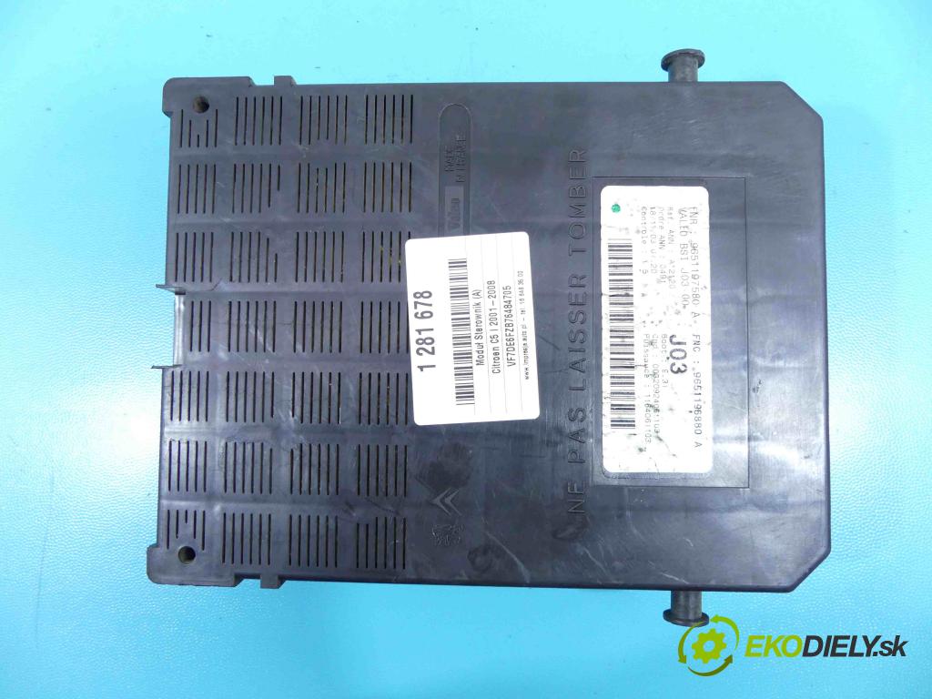 Citroen C5 I 2001-2008 1,8.0 16v 116 HP manual 85 kW 1749 cm3 5- modul riadiaca jednotka 9651196880A (Ostatné)