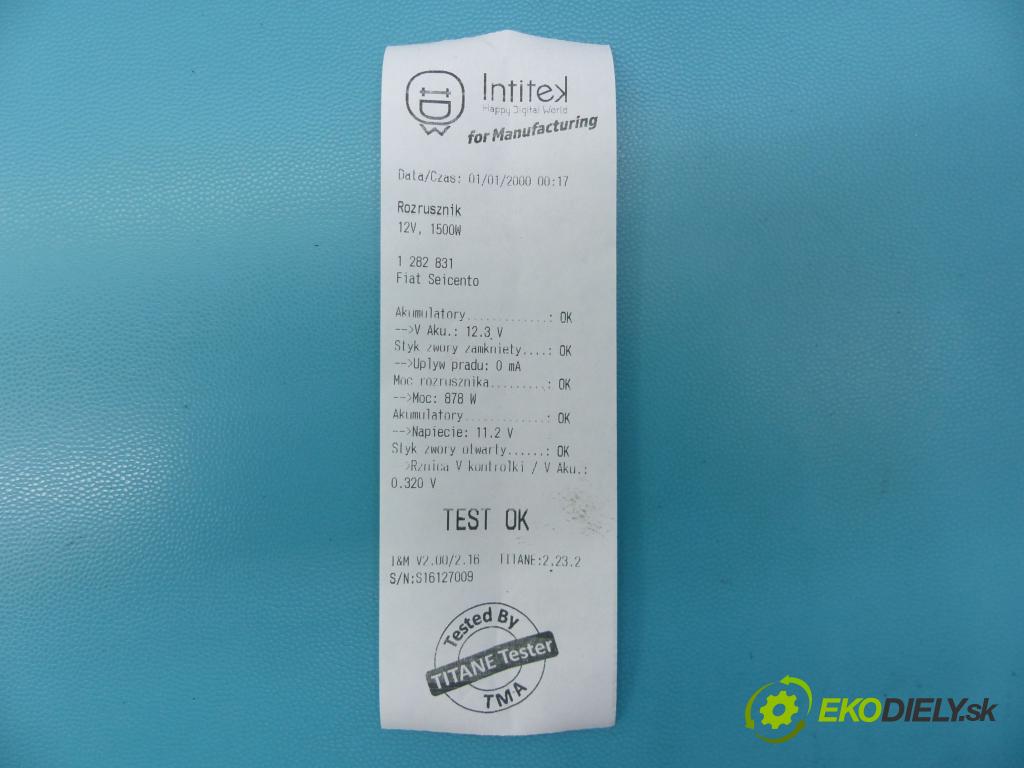 Fiat Seicento 1.1 54 HP manual 40 kW 1108 cm3 3- štartér 63101002 (Štartéry)