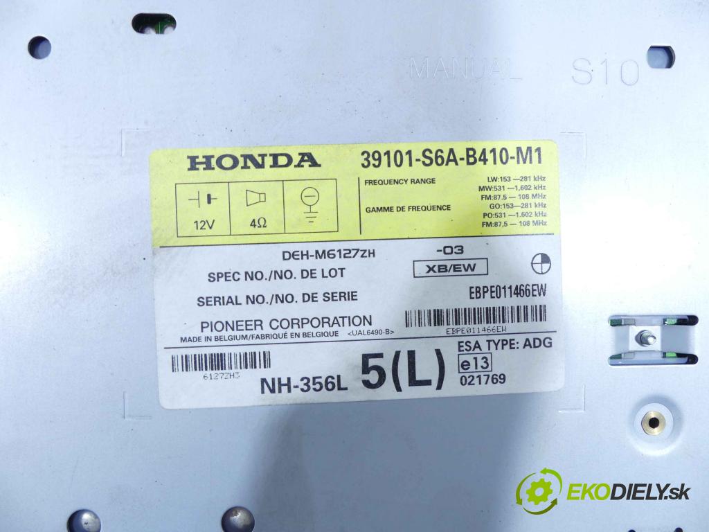 Honda Civic VII 2000-2006 1.7 cdti 101 HP manual 74 kW 1686 cm3 5- Radio originál 39101-S6A-B410-M1