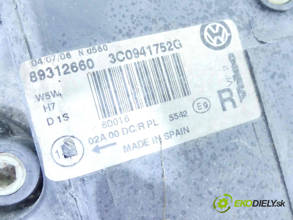 Vw Passat B6 2005-2010 2.0 tdi 140 HP manual 103 kW 1968 cm3 5- Reflektor: pravý 3C0941752G (Pravé)