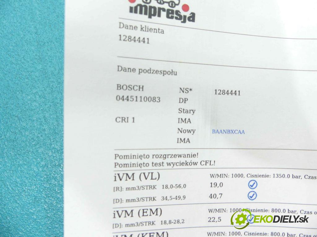 Suzuki Swift Mk6 2005-2010 1,3.0 DDiS 69KM manual 51 kW 1248 cm3 5- vstrek 0445110083 (Vstrekovače)