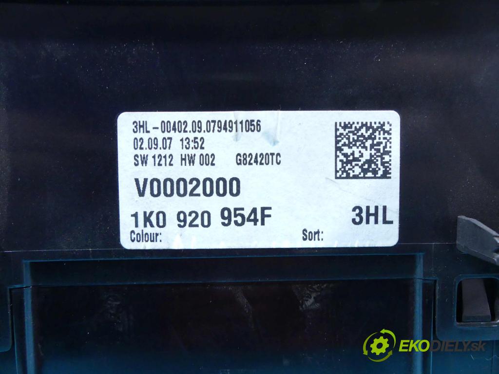 Vw Jetta V 2005-2010 2.5 170 HP automatic 125 kW 2480 cm3 4- prístrojovka/ budíky 1K0920954F (Prístrojové dosky, displeje)