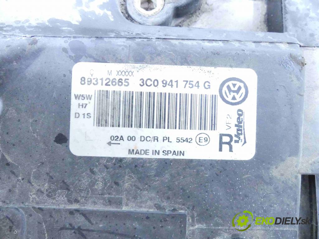 Vw Passat B6 2005-2010 2.0 tdi 140 HP manual 103 kW 1968 cm3 5- Reflektor: pravý 3C0941754G (Pravé)
