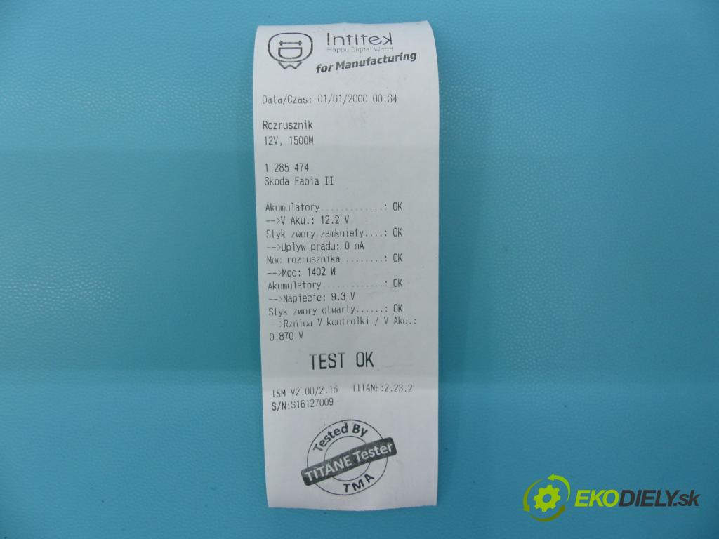 Skoda Fabia II 2007-2014 1.6 tdi 75 HP manual 55 kW 1598 cm3 5- štartér 02Z911023N (Štartéry)