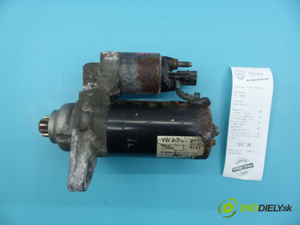 Skoda Fabia II 2007-2014 1.6 tdi 75 HP manual 55 kW 1598 cm3 5- štartér 02Z911023N (Štartéry)