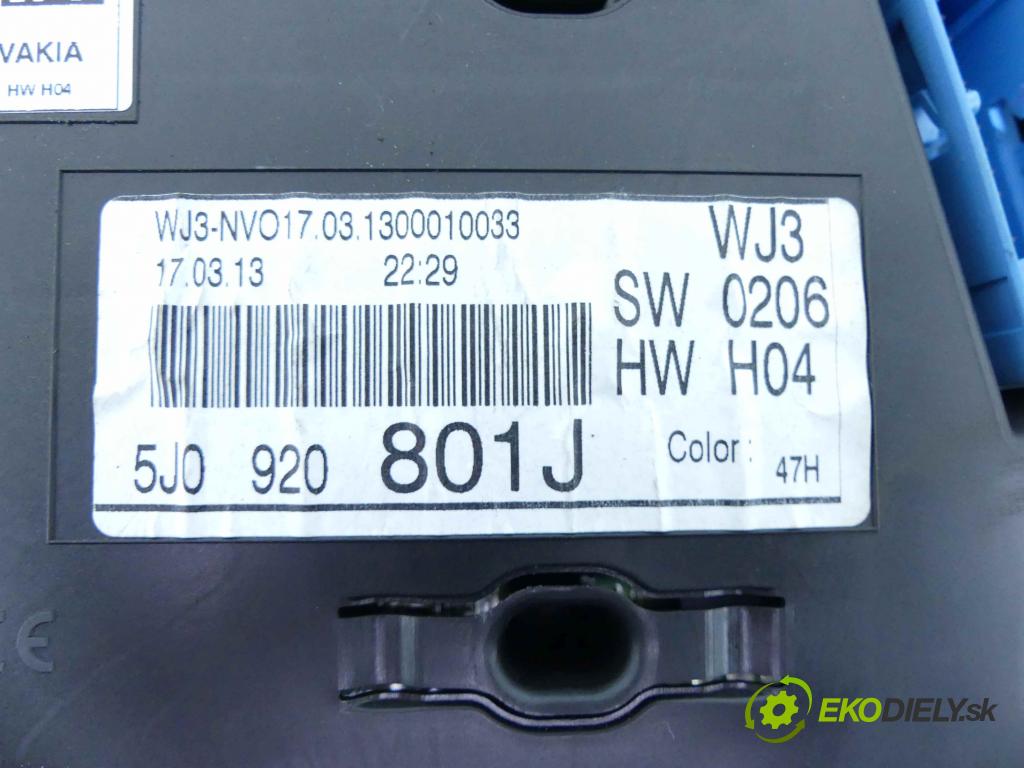 Skoda Fabia II 2007-2014 1.6 tdi 75 HP manual 55 kW 1598 cm3 5- prístrojovka/ budíky 5J0920801J (Prístrojové dosky, displeje)