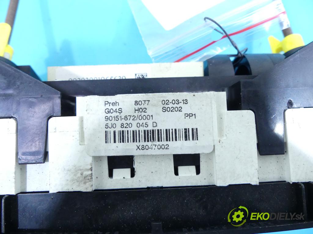 Skoda Fabia II 2007-2014 1.6 tdi 75 HP manual 55 kW 1598 cm3 5- panel kúrenia 5J0820045D