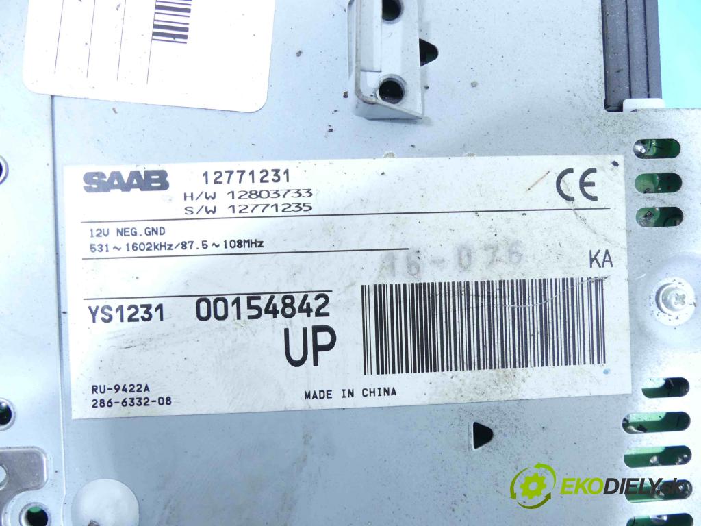 Saab 9-3 II 2002-2012 1.9 TiD 150 HP manual 110 kW 1910 cm3 4- Radio originál 12771231