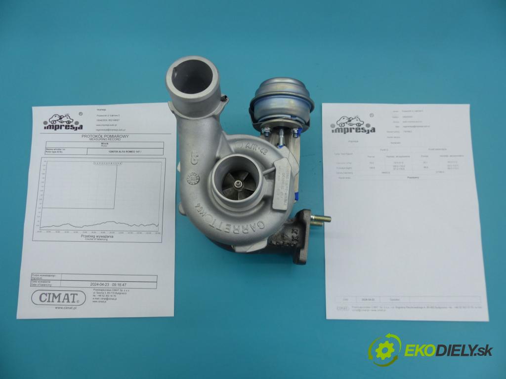 Alfa romeo 147 1.9 jtd 120 HP manual 88 kW 1910 cm3 5- turbodúchadlo, turbo repasovaná 736168-2
