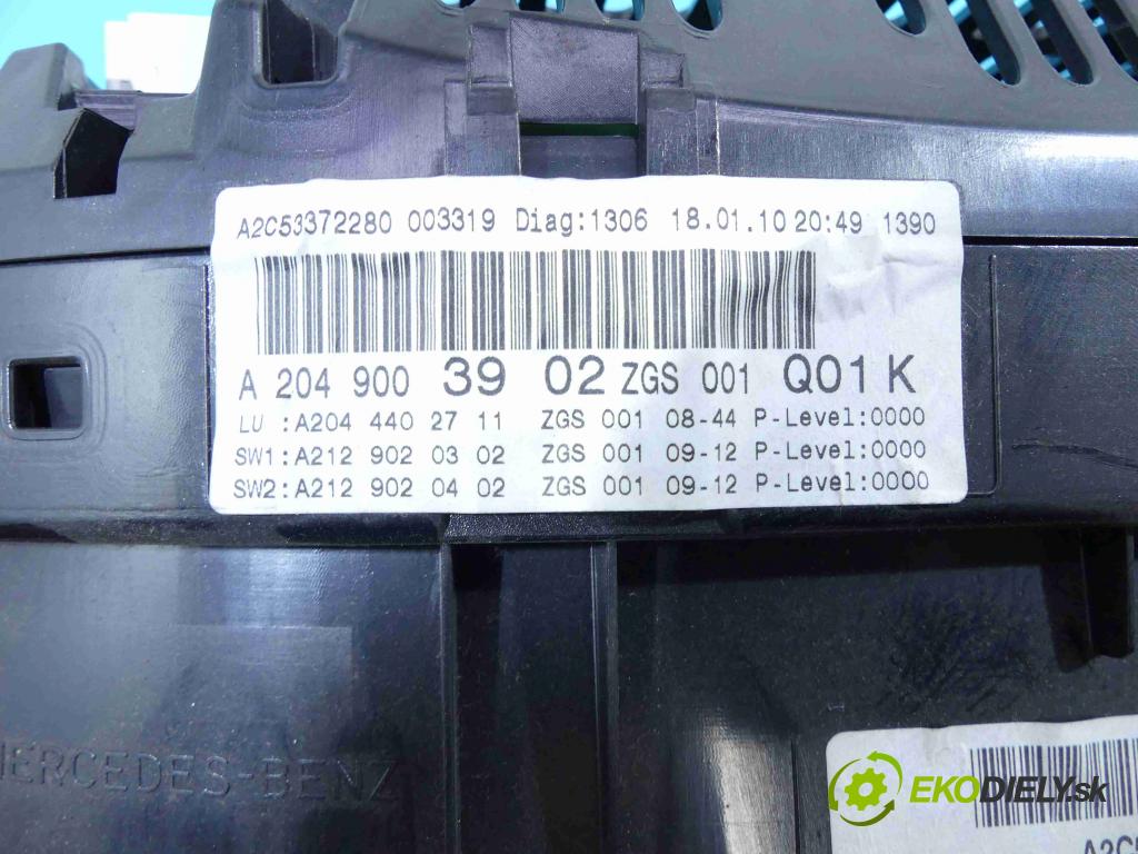 Mercedes GLK X204 2008-2015 2,2.0 cdi 170 HP automatic 125 kW 2143 cm3 5- prístrojovka/ budíky A2049003902 (Prístrojové dosky, displeje)