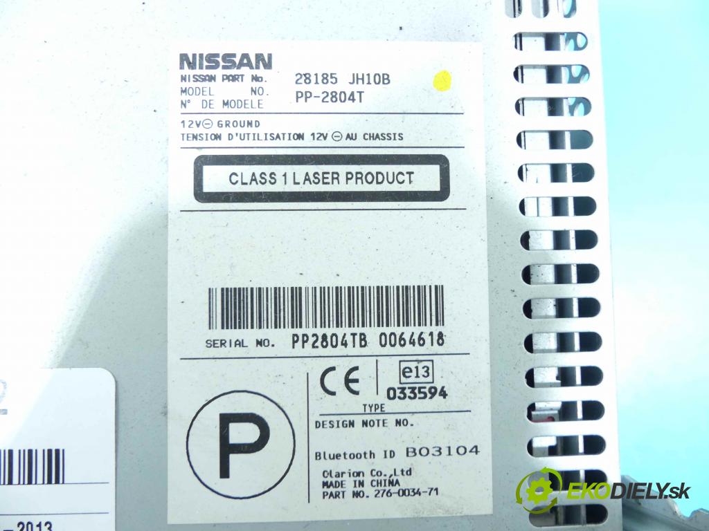 Nissan X-trail II T31 2008-2013 2.0 dci 150 HP manual 110 kW 1995 cm3 5- Radio originál 276-0034-71