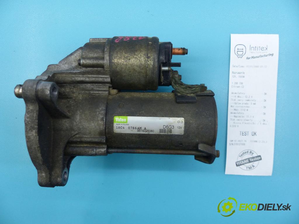Citroen C2 1.1 60 HP manual 44 kW 1124 cm3 3- štartér D6G3 (Štartéry)