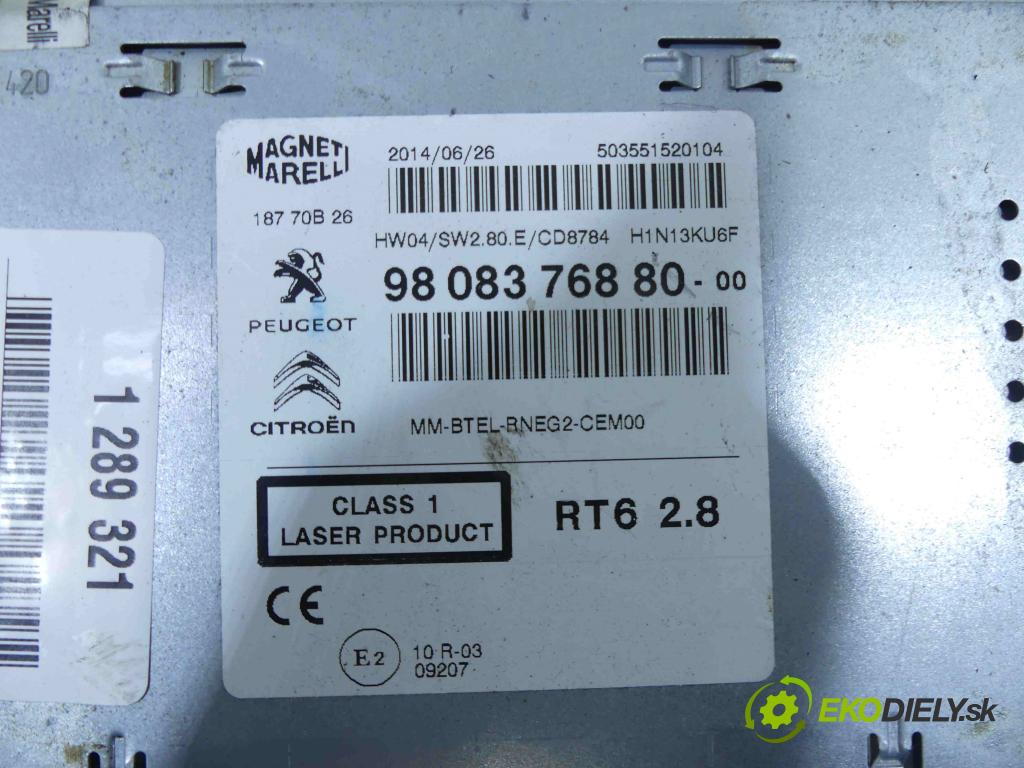 Peugeot 508 2010-2018 2.0 hdi 163 HP automatic 120 kW 1997 cm3 4- Radio originál 9808376880