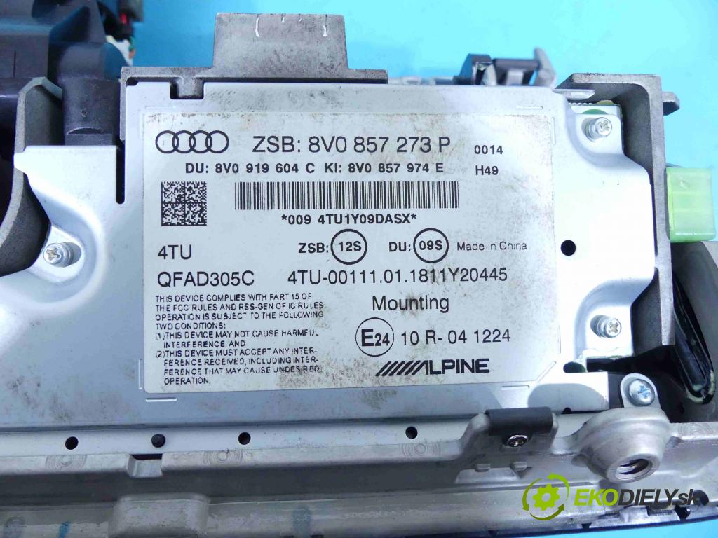 Audi A3 8V 2013-2020 1.5 TFSI 150 HP automatic 110 kW 1498 cm3 5- Zobrazit: 8V0857273P (Prístrojové dosky, displeje)