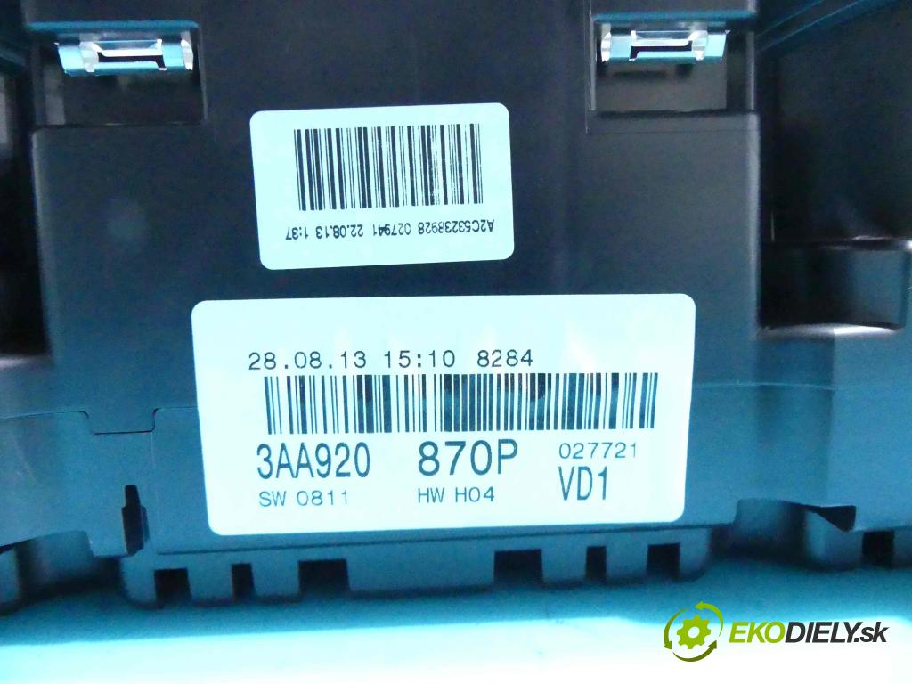 Vw Passat B7 2010-2014 2.0 tdi 177 HP automatic 130 kW 1968 cm3 4- prístrojovka/ budíky 3AA920870P (Prístrojové dosky, displeje)