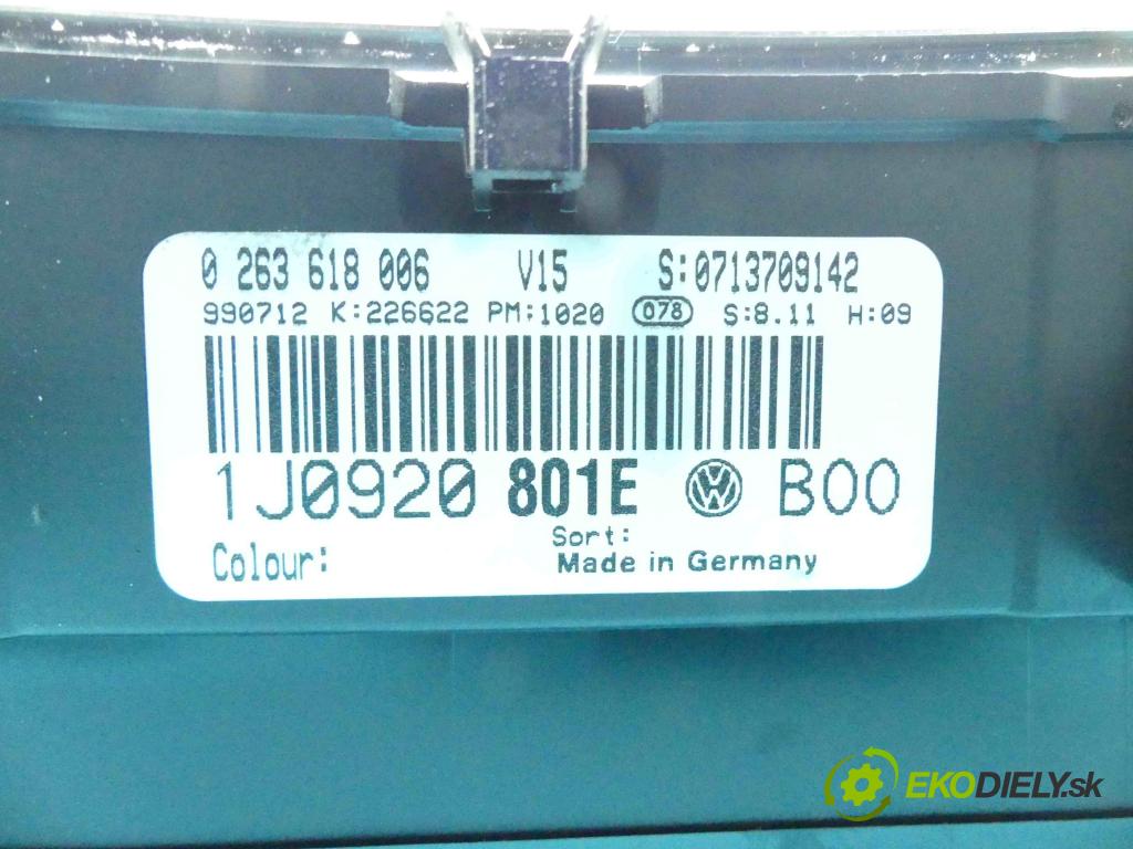 Vw Golf IV 1997-2003 1.9 tdi 110 HP manual 81 kW 1896 cm3 5- prístrojovka/ budíky 0263618006 (Prístrojové dosky, displeje)