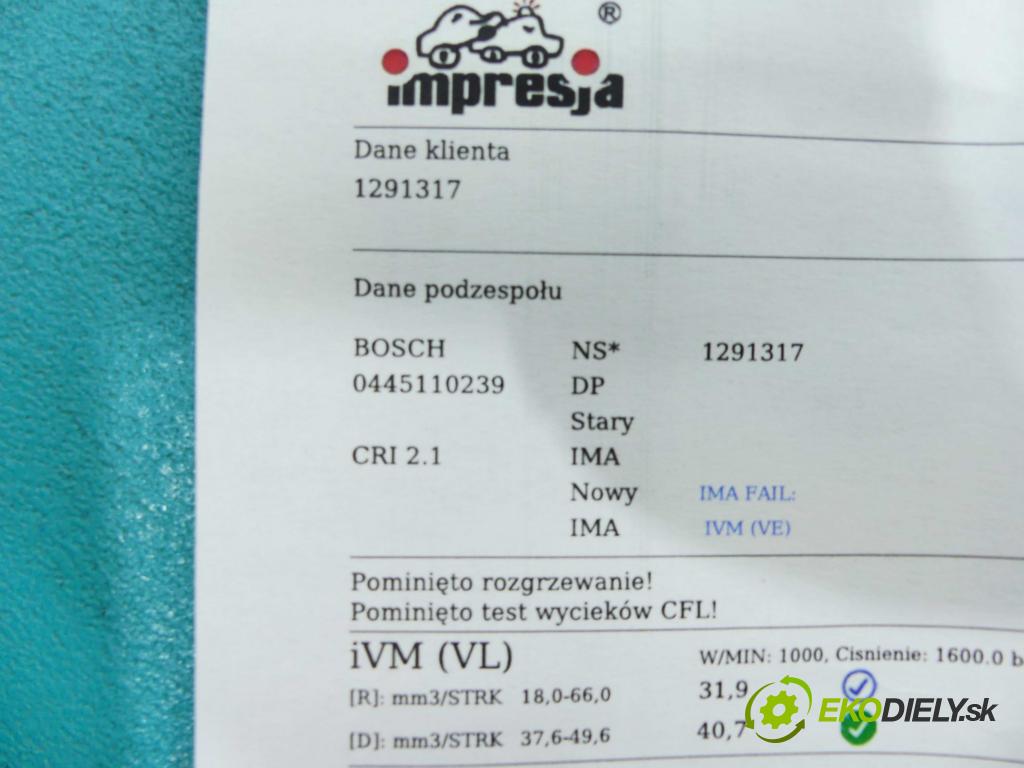 Citroen Berlingo I 1996-2008 1.6 hdi 75 HP manual 55,2 kW 1560 cm3 5- vstrek 0445110239 (Vstrekovače)