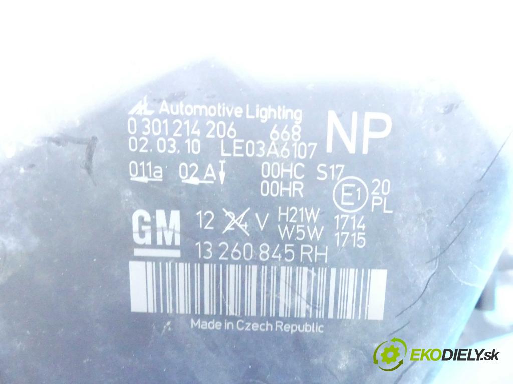 Opel Zafira B 2005-2014 1.7 cdti 110 HP manual 81 kW 1686 cm3 5- Reflektor: pravý 13260845RH (Pravé)