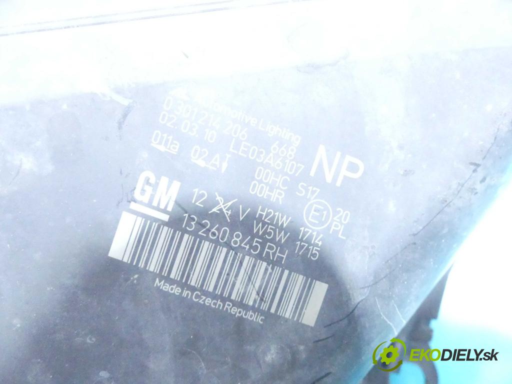 Opel Zafira B 2005-2014 1.7 cdti 110 HP manual 81 kW 1686 cm3 5- Reflektor: pravý 13260845RH (Pravé)