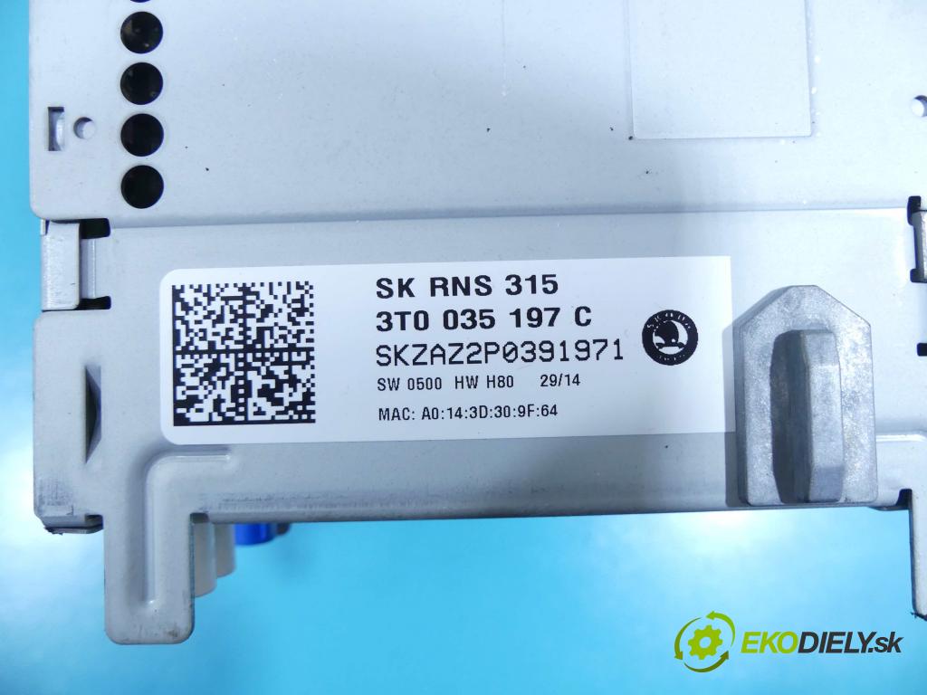 Skoda Superb II 2008-2015 2.0 tdi 170 HP manual 125 kW 1968 cm3 5- Radio originál 3T0035197C