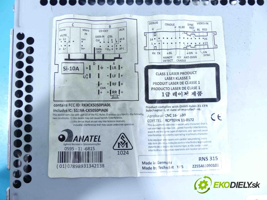 Skoda Superb II 2008-2015 2.0 tdi 170 HP manual 125 kW 1968 cm3 5- Radio originál 3T0035197C
