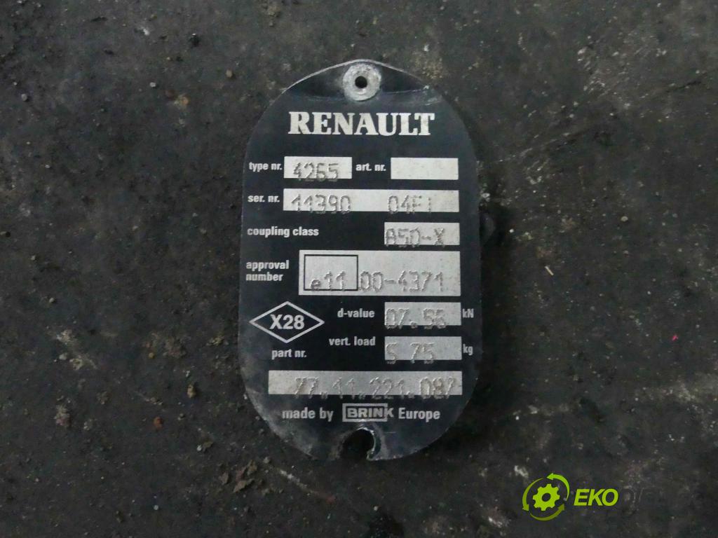 Renault Kangoo I 1998-2008 1.5 dci 65 HP manual 48 kW 1461 cm3 5- Hák: vlečení:  (Ťažné zariadenia)