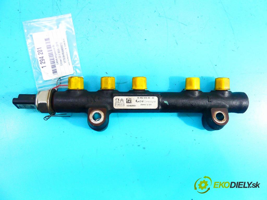 Citroen C3 II 2009-2016 1.4 hdi 68 HP manual 50 kW 1398 cm3 5- lišta vstrekovacia 9685297580 (Vstrekovacie lišty)