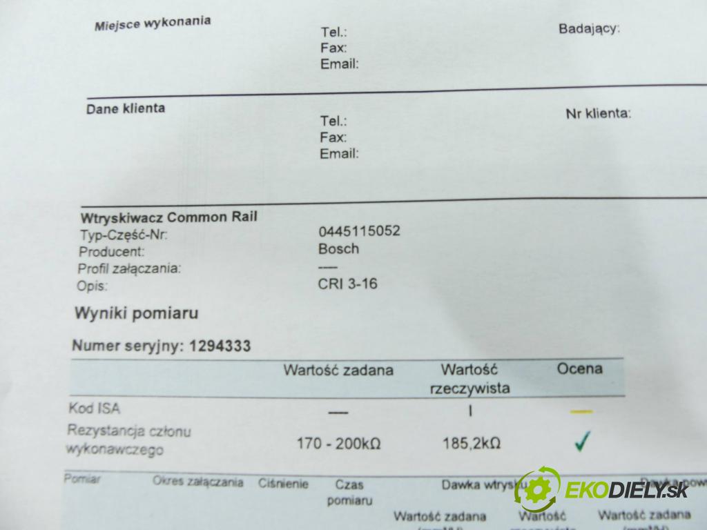 Audi Q7 2005-2015 3.0 tdi 211KM automatic 155 kW 2967 cm3 5- vstrek 0445115052 (Vstrekovače)