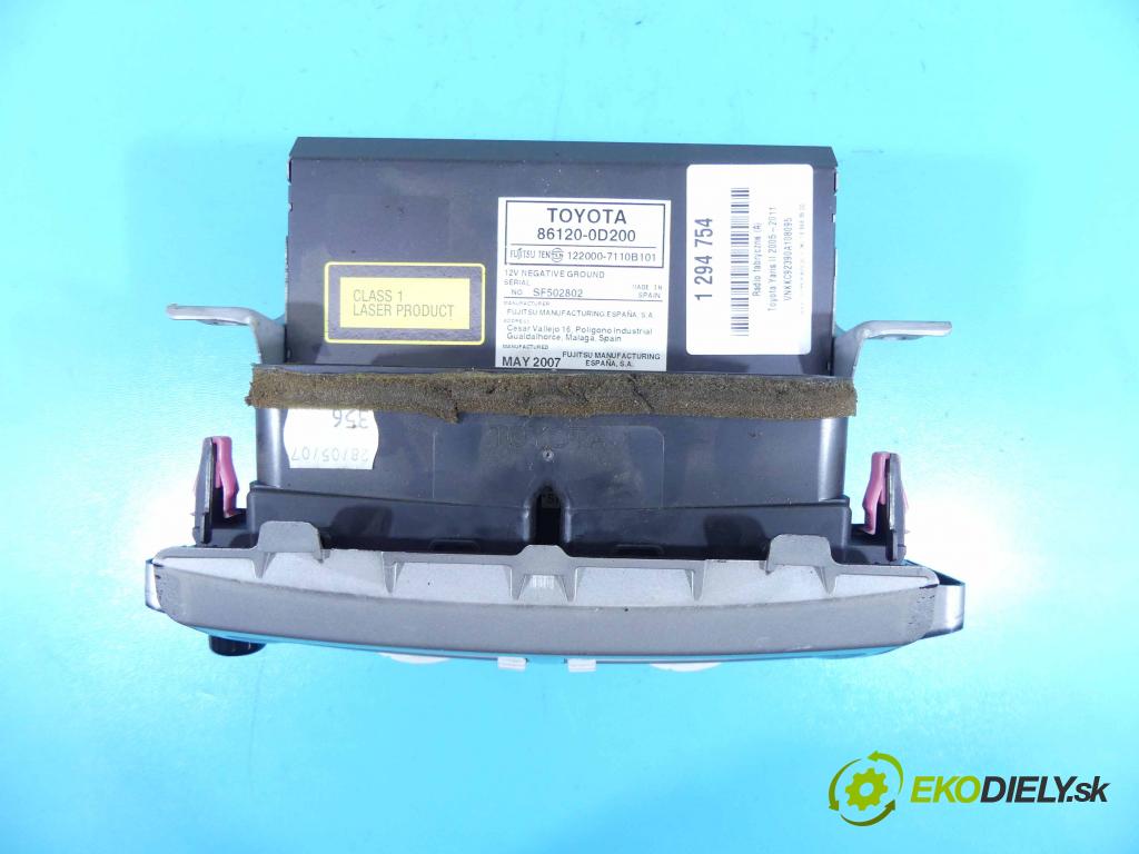 Toyota Yaris II 2005-2011 1.4 D4D 90 HP manual 66 kW 1364 cm3 5- Radio originál 86120-0D200